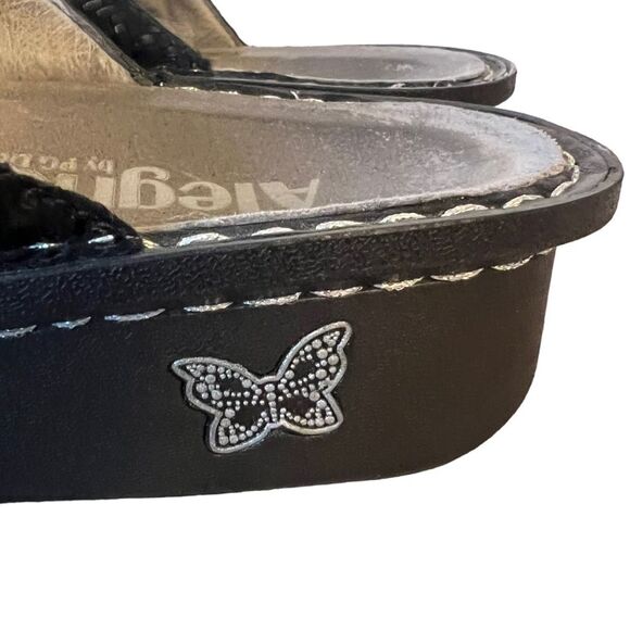 Alegria PEG-530 Black Leather Sparkle Velcro Strap Sandals Sz 38 = Women’s 7.5/8 - Picture 2 of 13